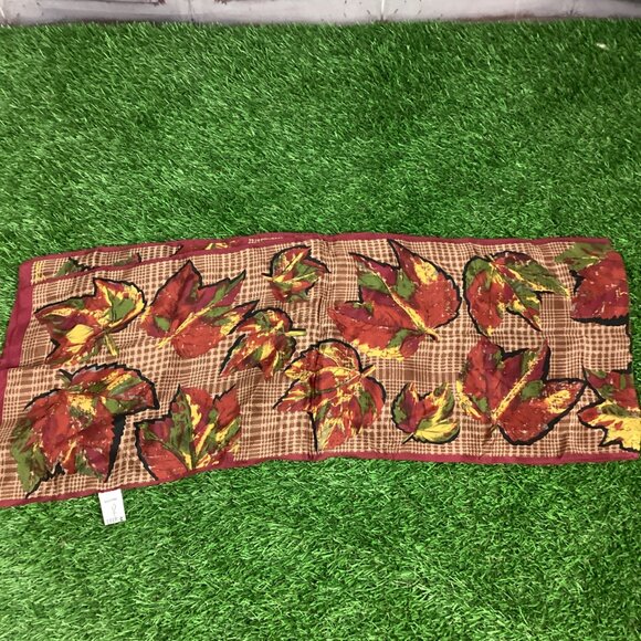 Oscar De La Renta Vintage 100% Silk Fall Autumn Scarf - Picture 6 of 10